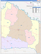 Red River County Wall Map Color Cast Style